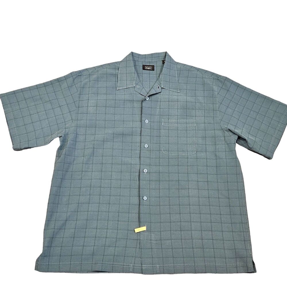 Haggar Men's Green Checkered Short Sleeve Button Down Shirt Size XL